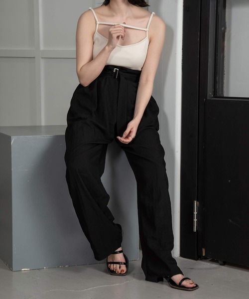 lawgy（ラウジー）の「neck line arrange cami（キャミソール・レディース・ブラック/アイボリー/ブラウン系・FREE）」の4枚目の写真