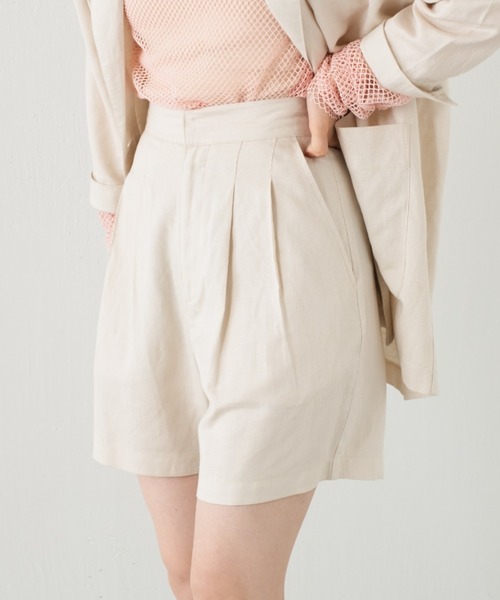 Kastane（カスタネ）の「【SETUP対応】リネンショートパンツ（その他パンツ・レディース・グリーン/アイボリー・FREE）」の2枚目の写真