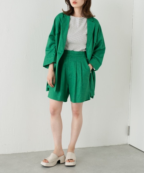 Kastane（カスタネ）の「【SETUP対応】リネンショートパンツ（その他パンツ・レディース・グリーン/アイボリー・FREE）」の20枚目の写真