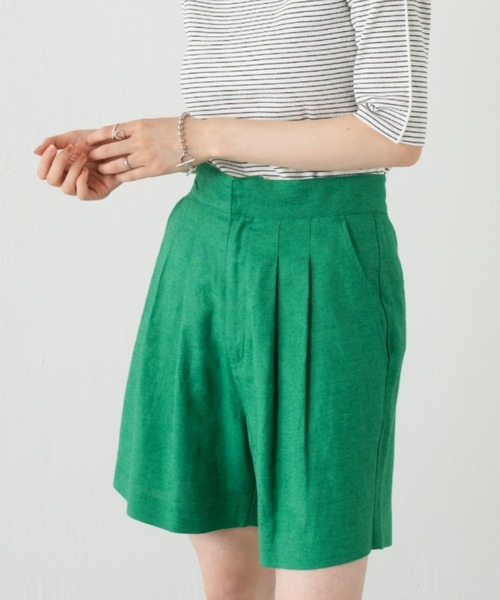Kastane（カスタネ）の「【SETUP対応】リネンショートパンツ（その他パンツ・レディース・グリーン/アイボリー・FREE）」の6枚目の写真