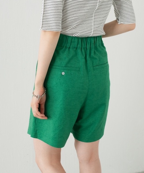 Kastane（カスタネ）の「【SETUP対応】リネンショートパンツ（その他パンツ・レディース・グリーン/アイボリー・FREE）」の4枚目の写真