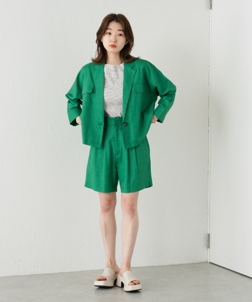 Kastane（カスタネ）の「【SETUP対応】リネンショートパンツ（その他パンツ・レディース・グリーン/アイボリー・FREE）」の12枚目の写真