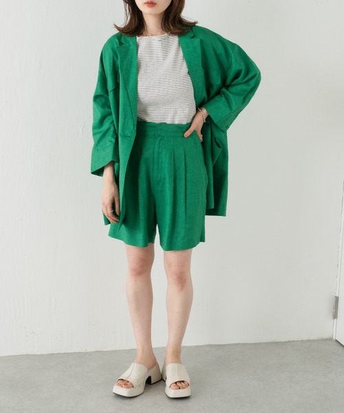 Kastane（カスタネ）の「【SETUP対応】リネンショートパンツ（その他パンツ・レディース・グリーン/アイボリー・FREE）」の15枚目の写真