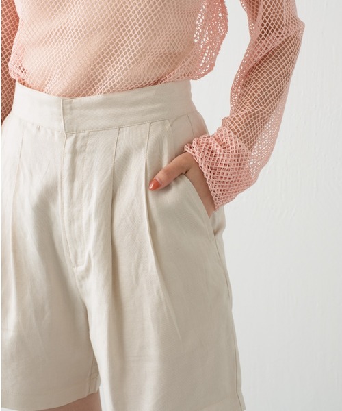 Kastane（カスタネ）の「【SETUP対応】リネンショートパンツ（その他パンツ・レディース・グリーン/アイボリー・FREE）」の5枚目の写真