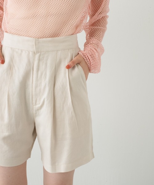 Kastane（カスタネ）の「【SETUP対応】リネンショートパンツ（その他パンツ・レディース・グリーン/アイボリー・FREE）」の7枚目の写真
