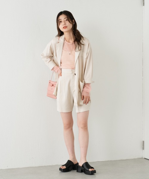 Kastane（カスタネ）の「【SETUP対応】リネンショートパンツ（その他パンツ・レディース・グリーン/アイボリー・FREE）」の14枚目の写真