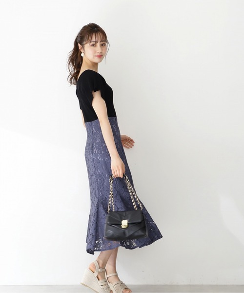 PROPORTION BODY DRESSING(プロポーションボディドレッシング)の「レースニットドッキングワンピース / 1212140509(ワンピース・レディース・ブルー/ブルー系その他/ピンク・SMALL/MEDIUM)」の4枚目の写真