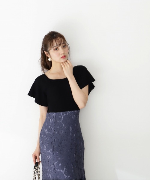 PROPORTION BODY DRESSING(プロポーションボディドレッシング)の「レースニットドッキングワンピース / 1212140509(ワンピース・レディース・ブルー/ブルー系その他/ピンク・SMALL/MEDIUM)」の5枚目の写真