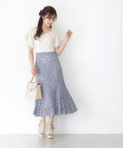 PROPORTION BODY DRESSING(プロポーションボディドレッシング)の「レースニットドッキングワンピース / 1212140509(ワンピース・レディース・ブルー/ブルー系その他/ピンク・SMALL/MEDIUM)」の20枚目の写真