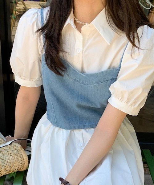 gossip!ロサンゼルス(ゴシップロサンゼルス)の「デニムビスチェ(ベスト・レディース・ブルー・FREE)」の7枚目の写真