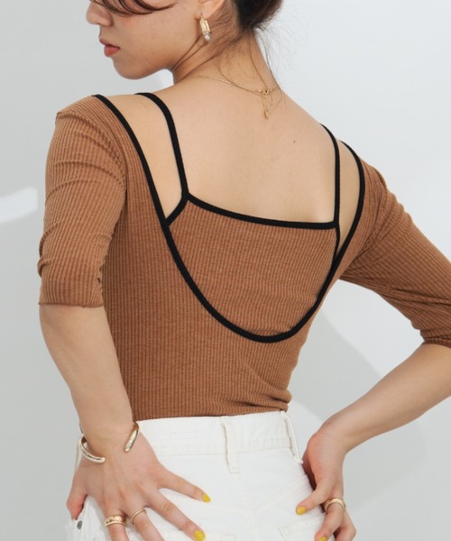 HANNE(アン)の「バックオープンレーヤードカットソー(Tシャツ/カットソー・レディース・ホワイト/ブラック/ブラウン・フリー)」の15枚目の写真
