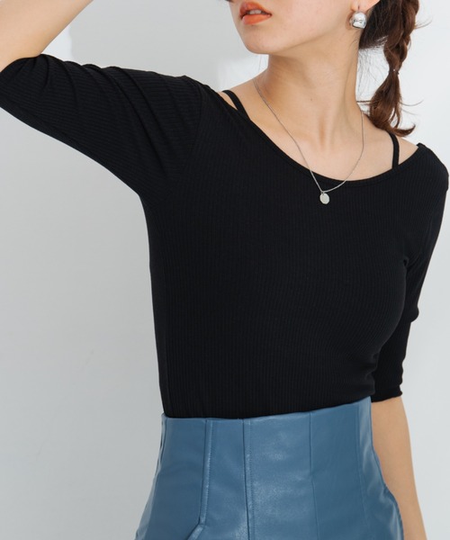 HANNE(アン)の「バックオープンレーヤードカットソー(Tシャツ/カットソー・レディース・ホワイト/ブラック/ブラウン・フリー)」の6枚目の写真