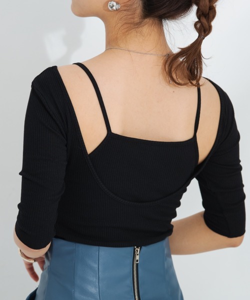 HANNE(アン)の「バックオープンレーヤードカットソー(Tシャツ/カットソー・レディース・ホワイト/ブラック/ブラウン・フリー)」の7枚目の写真