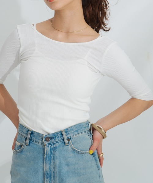 HANNE(アン)の「バックオープンレーヤードカットソー(Tシャツ/カットソー・レディース・ホワイト/ブラック/ブラウン・フリー)」の9枚目の写真
