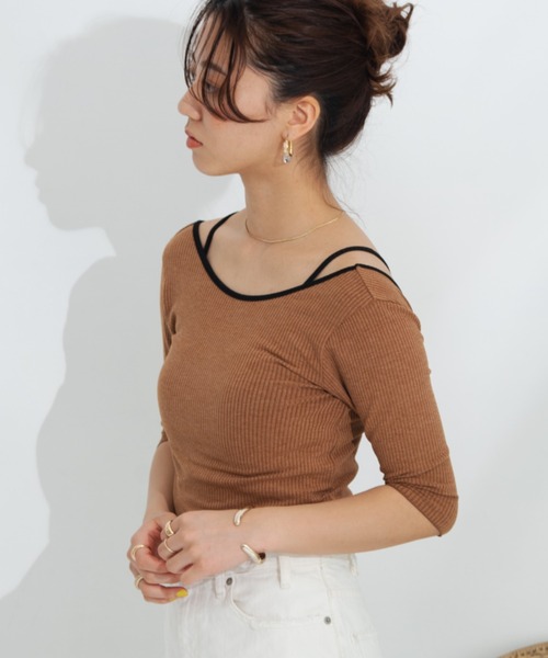 HANNE(アン)の「バックオープンレーヤードカットソー(Tシャツ/カットソー・レディース・ホワイト/ブラック/ブラウン・フリー)」の13枚目の写真