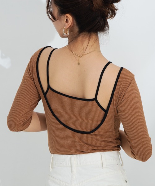 HANNE(アン)の「バックオープンレーヤードカットソー(Tシャツ/カットソー・レディース・ホワイト/ブラック/ブラウン・フリー)」の14枚目の写真