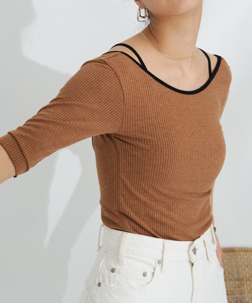 HANNE(アン)の「バックオープンレーヤードカットソー(Tシャツ/カットソー・レディース・ホワイト/ブラック/ブラウン・フリー)」の12枚目の写真