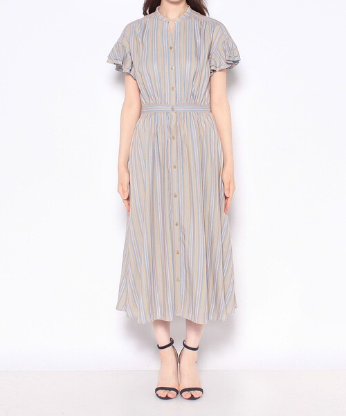 【未使用品】ANAYI アナイ ドビーストライプラッフル ワンピース 36 ANAYI（アナイ）の「ドビーストライプラッフル ワンピース