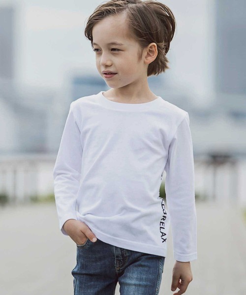 1piu1uguale3 RELAX（ウノピュウノウグァーレトレリラックス）の「1PIU1UGUALE3 RELAX(1PIU1UGUALE3 RELAX) キッズサイドロゴプリントロンT（Tシャツ/カットソー・キッズ・ホワイト/ブラック/トップグレー/ネイビー・130/150/110）」の6枚目の写真