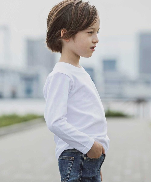 1piu1uguale3 RELAX（ウノピュウノウグァーレトレリラックス）の「1PIU1UGUALE3 RELAX(1PIU1UGUALE3 RELAX) キッズサイドロゴプリントロンT（Tシャツ/カットソー・キッズ・ホワイト/ブラック/トップグレー/ネイビー・130/150/110）」の8枚目の写真