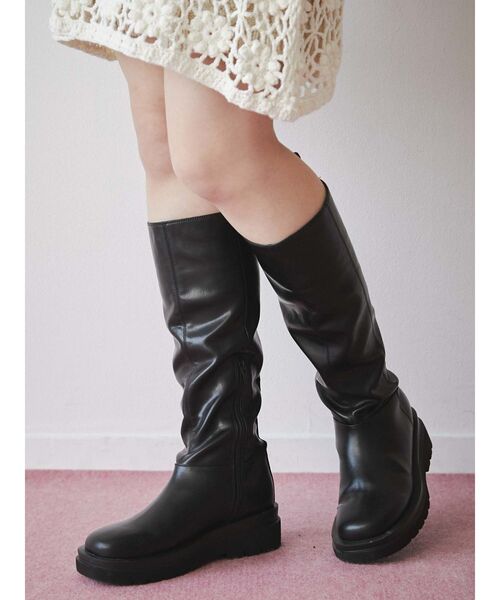 merry jenny（メリージェニー）の「nuanceトラックソールニーブーツ（ブーツ・レディース・ブラック/ベージュ/ブラウン・MEDIUM/LARGE）」の2枚目の写真