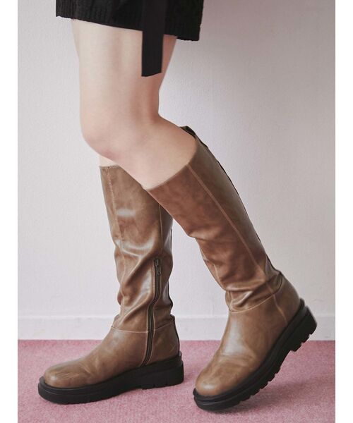 merry jenny（メリージェニー）の「nuanceトラックソールニーブーツ（ブーツ・レディース・ブラック/ベージュ/ブラウン・MEDIUM/LARGE）」の7枚目の写真