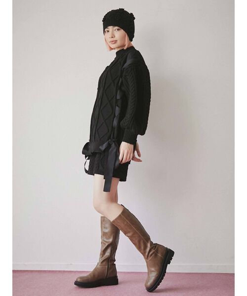 merry jenny（メリージェニー）の「nuanceトラックソールニーブーツ（ブーツ・レディース・ブラック/ベージュ/ブラウン・MEDIUM/LARGE）」の5枚目の写真