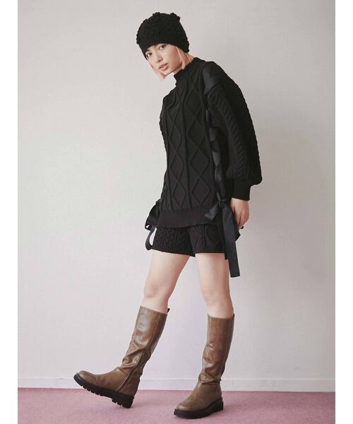 merry jenny（メリージェニー）の「nuanceトラックソールニーブーツ（ブーツ・レディース・ブラック/ベージュ/ブラウン・MEDIUM/LARGE）」の4枚目の写真