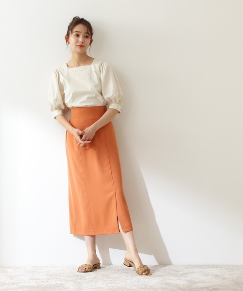 N.（N. Natural Beauty Basic）（エヌエヌナチュラルビューティーベーシック）の「◆配色ステッチスクエアネックブラウス（シャツ/ブラウス・レディース・パープル/オフホワイト/インディゴブルー・MEDIUM）」の13枚目の写真