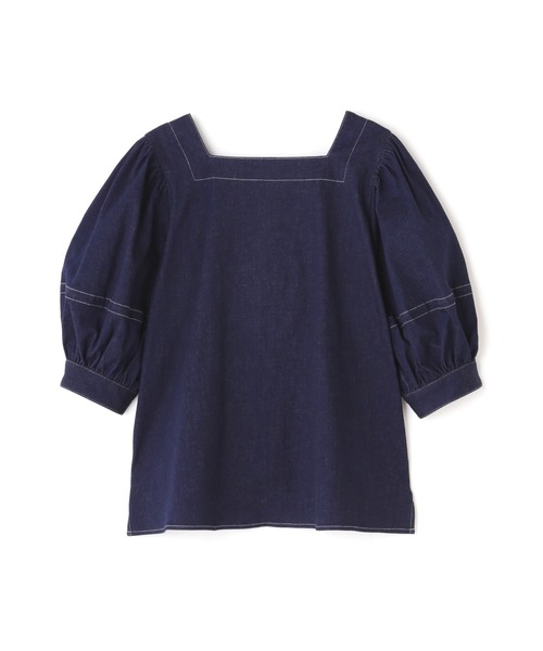 N.（N. Natural Beauty Basic）（エヌエヌナチュラルビューティーベーシック）の「◆配色ステッチスクエアネックブラウス（シャツ/ブラウス・レディース・パープル/オフホワイト/インディゴブルー・MEDIUM）」の17枚目の写真