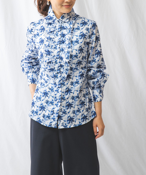NARACAMICIE(ナラカミーチェ)の「プリントフリルシャツ(シャツ/ブラウス・レディース・ブルー/ライトブルー・M/S/L/XXL/LL/SMALL)」の6枚目の写真