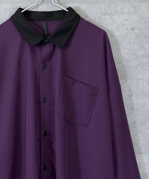 Ritzy（リッツィー）の「ポリストレッチ クレリックシャツ（シャツ/ブラウス・メンズ・ホワイト/グレイッシュベージュ/チャコール/サックスブルー/グリーン/ネイビー/パープル/ブラック・MEDIUM/LARGE/X-LARGE）」の8枚目の写真