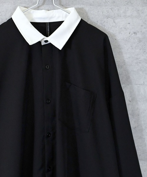 Ritzy（リッツィー）の「ポリストレッチ クレリックシャツ（シャツ/ブラウス・メンズ・ホワイト/グレイッシュベージュ/チャコール/サックスブルー/グリーン/ネイビー/パープル/ブラック・MEDIUM/LARGE/X-LARGE）」の3枚目の写真