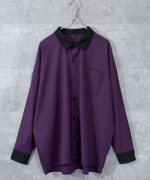 Ritzy（リッツィー）の「ポリストレッチ クレリックシャツ（シャツ/ブラウス・メンズ・ホワイト/グレイッシュベージュ/チャコール/サックスブルー/グリーン/ネイビー/パープル/ブラック・MEDIUM/LARGE/X-LARGE）」の19枚目の写真