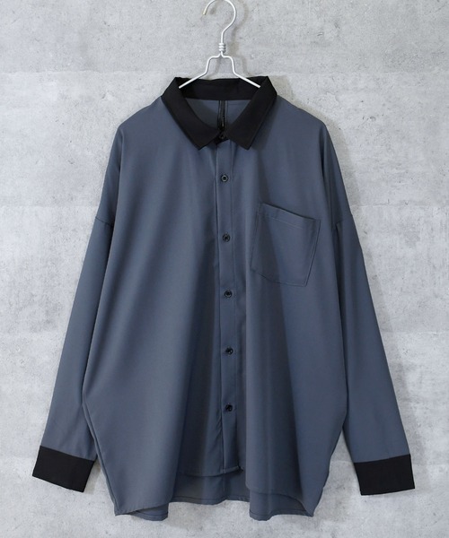 Ritzy（リッツィー）の「ポリストレッチ クレリックシャツ（シャツ/ブラウス・メンズ・ホワイト/グレイッシュベージュ/チャコール/サックスブルー/グリーン/ネイビー/パープル/ブラック・MEDIUM/LARGE/X-LARGE）」の14枚目の写真