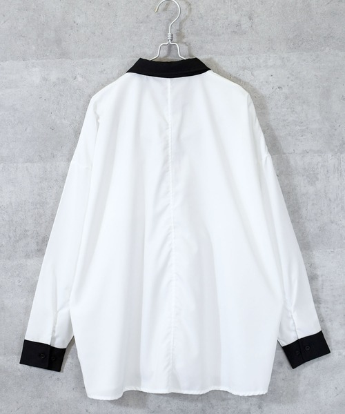 Ritzy（リッツィー）の「ポリストレッチ クレリックシャツ（シャツ/ブラウス・メンズ・ホワイト/グレイッシュベージュ/チャコール/サックスブルー/グリーン/ネイビー/パープル/ブラック・MEDIUM/LARGE/X-LARGE）」の20枚目の写真