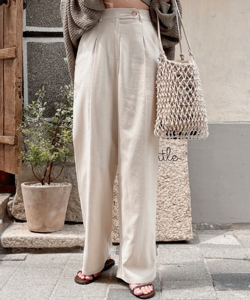 SONA（ソナ）の「SONYUNARA ピンタックリネンスラックス（スラックス・レディース・ブラック/ベージュ/アイボリー・SMALL/MEDIUM/LARGE）」の9枚目の写真