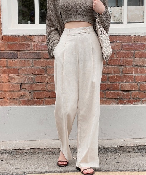 SONA（ソナ）の「SONYUNARA ピンタックリネンスラックス（スラックス・レディース・ブラック/ベージュ/アイボリー・SMALL/MEDIUM/LARGE）」の6枚目の写真