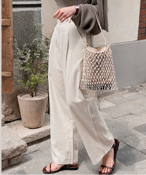 SONA（ソナ）の「SONYUNARA ピンタックリネンスラックス（スラックス・レディース・ブラック/ベージュ/アイボリー・SMALL/MEDIUM/LARGE）」の12枚目の写真