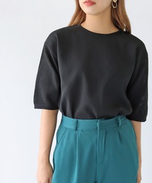 【shemoshelly】ダンボールKNITメッシュ袖プルオーバー
