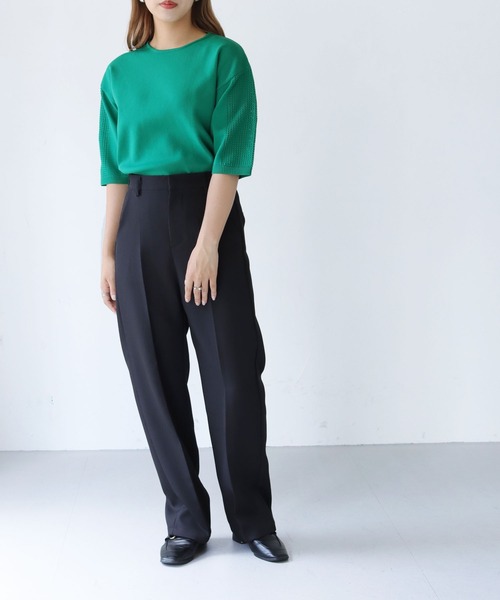 HER CLOSET(ハークローゼット)の「【shemoshelly】ダンボールKNITメッシュ袖プルオーバー(ニット/セーター・レディース・ブラック/グリーン/モカ/オートミール/コーラルピンク・M)」の22枚目の写真