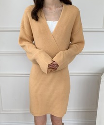 ECLIN（エクラン）の「カシュクールニットワンピース（ワンピース・レディース）」