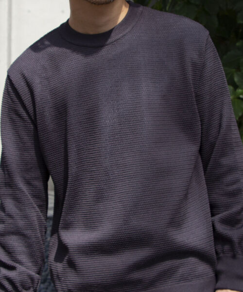 GLOSTER（グロスター）の「《ニット＋カットソーの2点SET》日本製 レイヤード プルオーバーニット ドロップショルダー（ニット/セーター・メンズ・チャコールグレー/パープル/ネイビー/ピンク・S/M/L）」の2枚目の写真