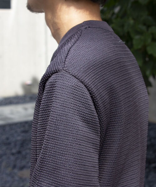 GLOSTER（グロスター）の「《ニット＋カットソーの2点SET》日本製 レイヤード プルオーバーニット ドロップショルダー（ニット/セーター・メンズ・チャコールグレー/パープル/ネイビー/ピンク・S/M/L）」の9枚目の写真