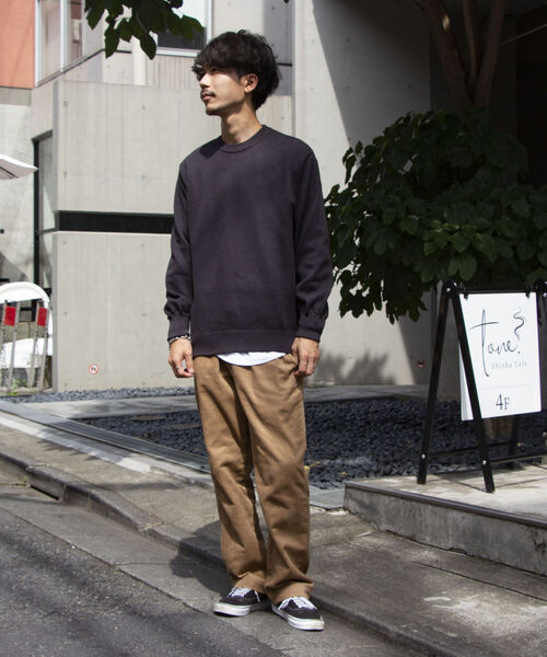 GLOSTER（グロスター）の「《ニット＋カットソーの2点SET》日本製 レイヤード プルオーバーニット ドロップショルダー（ニット/セーター・メンズ・チャコールグレー/パープル/ネイビー/ピンク・S/M/L）」の13枚目の写真