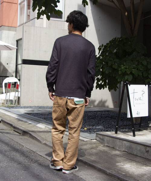 GLOSTER（グロスター）の「《ニット＋カットソーの2点SET》日本製 レイヤード プルオーバーニット ドロップショルダー（ニット/セーター・メンズ・チャコールグレー/パープル/ネイビー/ピンク・S/M/L）」の14枚目の写真