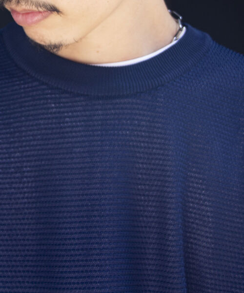 GLOSTER（グロスター）の「《ニット＋カットソーの2点SET》日本製 レイヤード プルオーバーニット ドロップショルダー（ニット/セーター・メンズ・チャコールグレー/パープル/ネイビー/ピンク・S/M/L）」の18枚目の写真