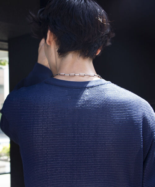 GLOSTER（グロスター）の「《ニット＋カットソーの2点SET》日本製 レイヤード プルオーバーニット ドロップショルダー（ニット/セーター・メンズ・チャコールグレー/パープル/ネイビー/ピンク・S/M/L）」の21枚目の写真