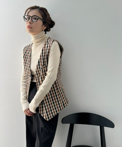 y/m by misato（イムバイミサト）の「リブタートルトップス（ニット/セーター・レディース・ブラック/オレンジ/グリーン/アイボリー・FREE）」の6枚目の写真