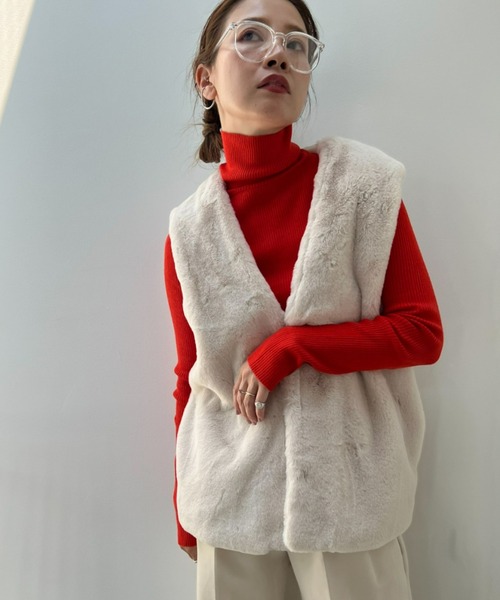 y/m by misato（イムバイミサト）の「リブタートルトップス（ニット/セーター・レディース・ブラック/オレンジ/グリーン/アイボリー・FREE）」の15枚目の写真